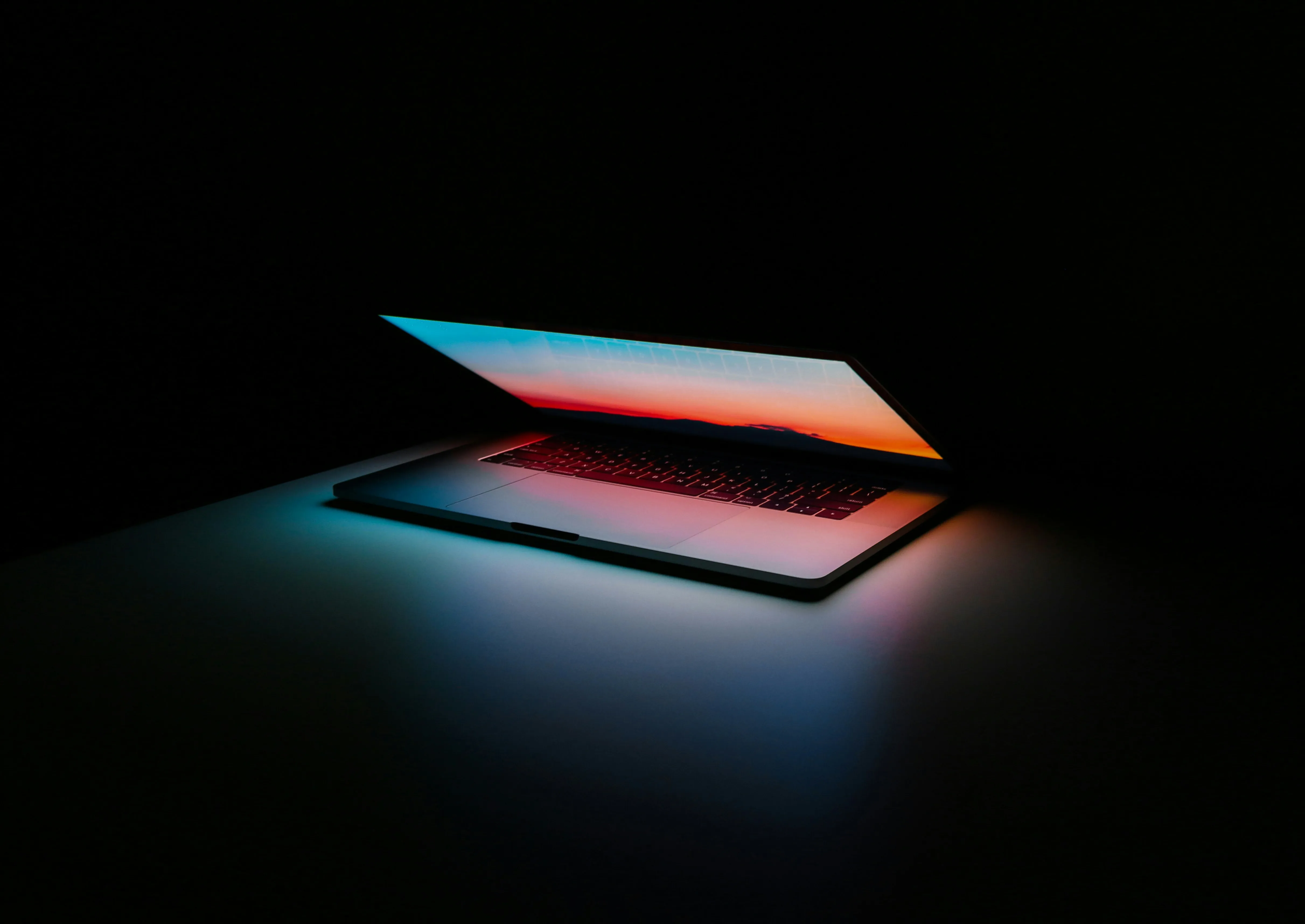 A laptop computer in the dark